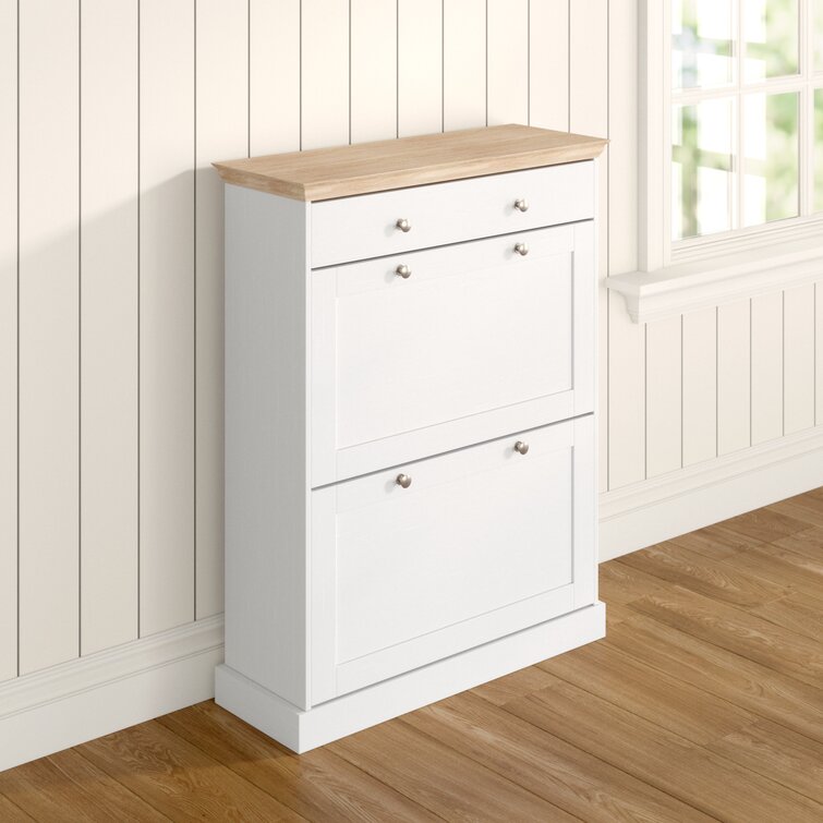 Shoe cabinet discount white and oak